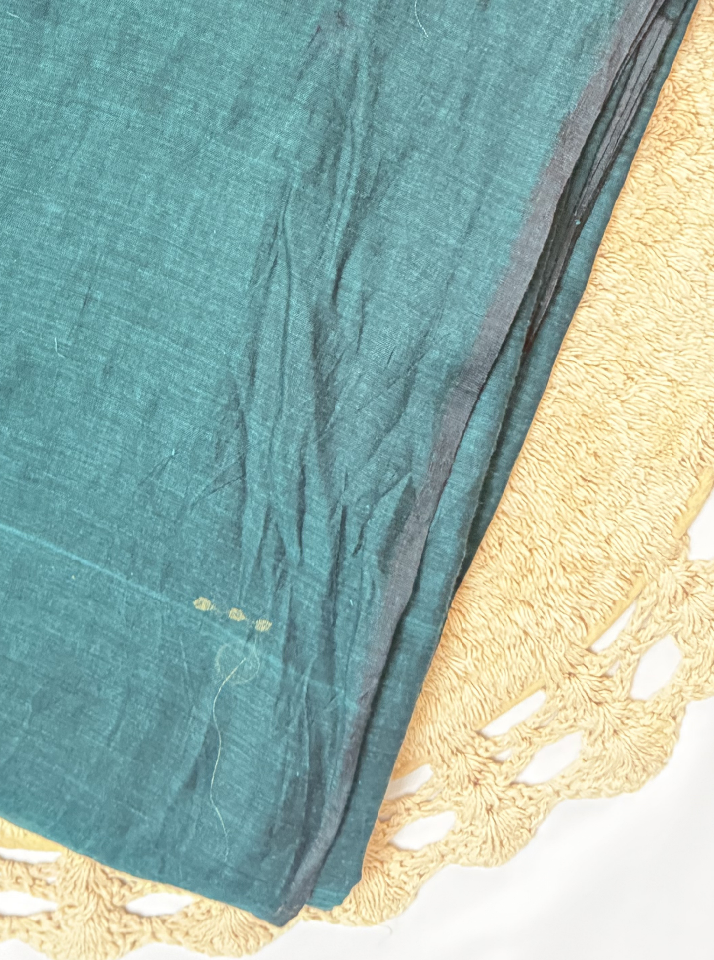 Teal Mul Cotton Saree with Pink & Yellow Tassels