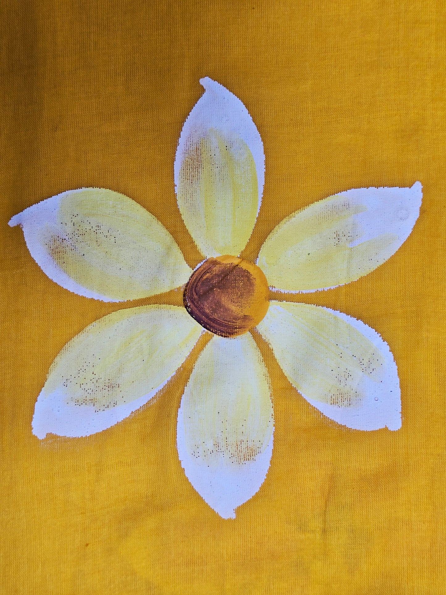 Sunshine Yellow Hand Painted Blossom Mul Cotton Saree with Pink & Mustard Tassels