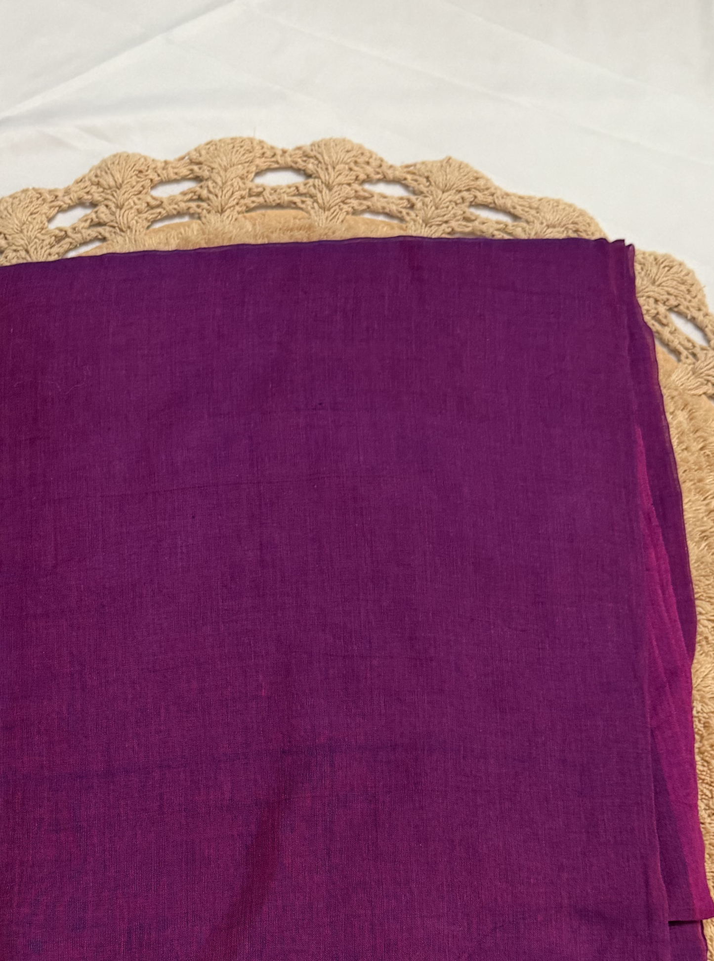Royal Magenta Mul Cotton Saree with Contrast Navy Tassels