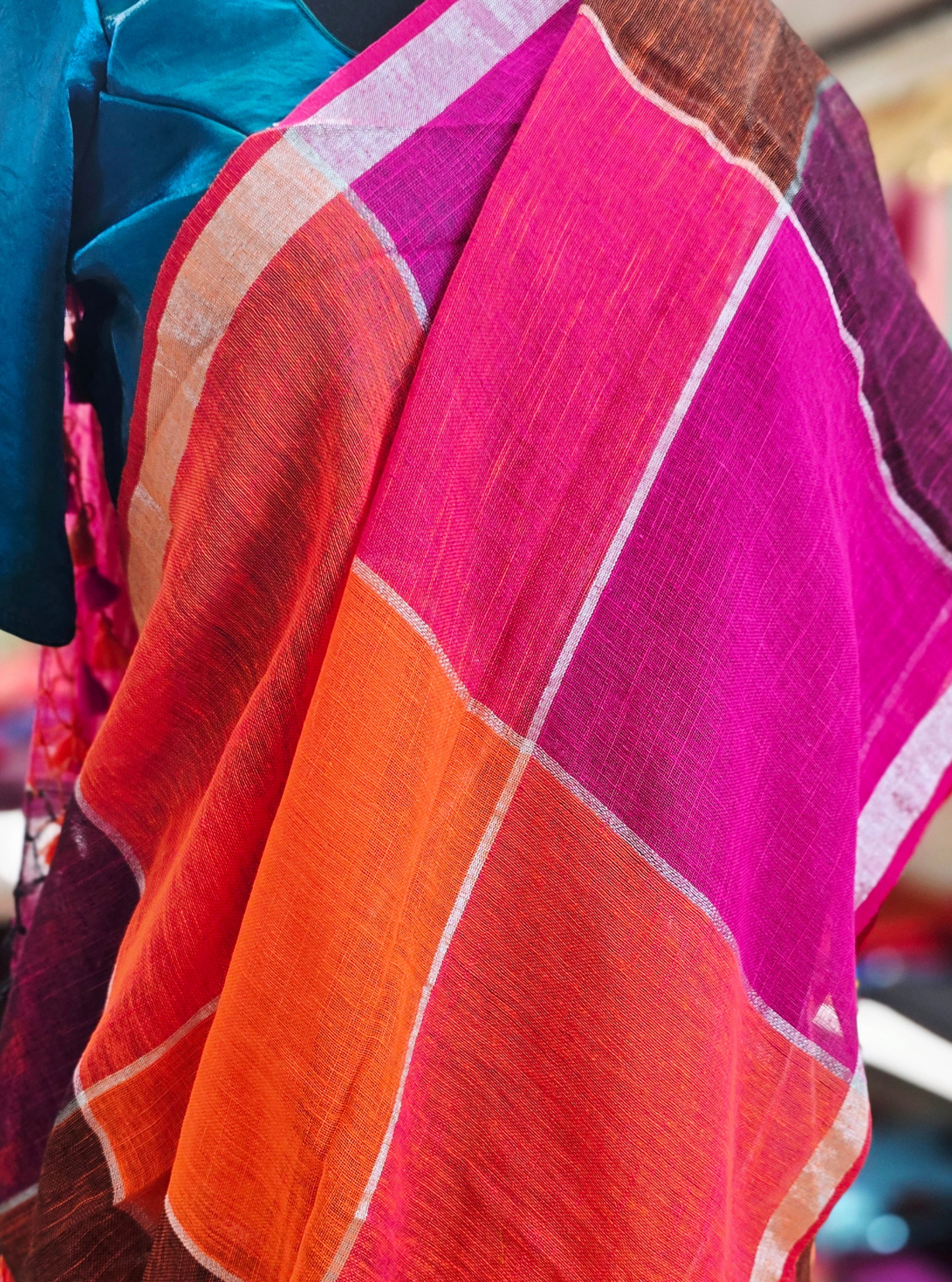 Elegant Linen Tissue Saree with Subtle Sheen & Classic Border