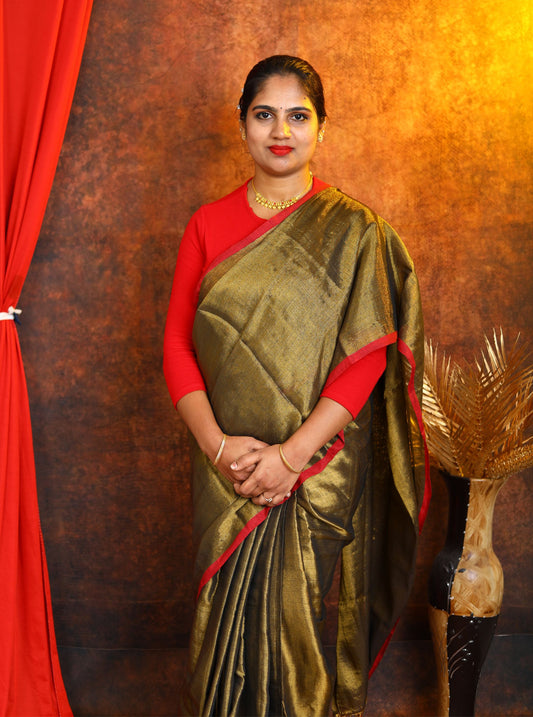 Elegant Tissue Cotton Saree with Sequence Design for Festive Wear