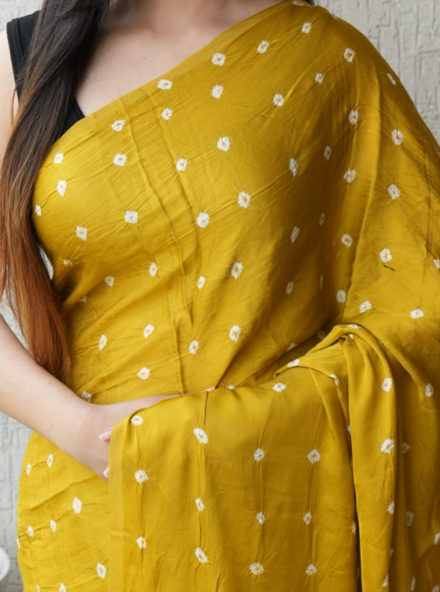 Elegant Mustard Modal Silk Saree with Classic Dot Motifs