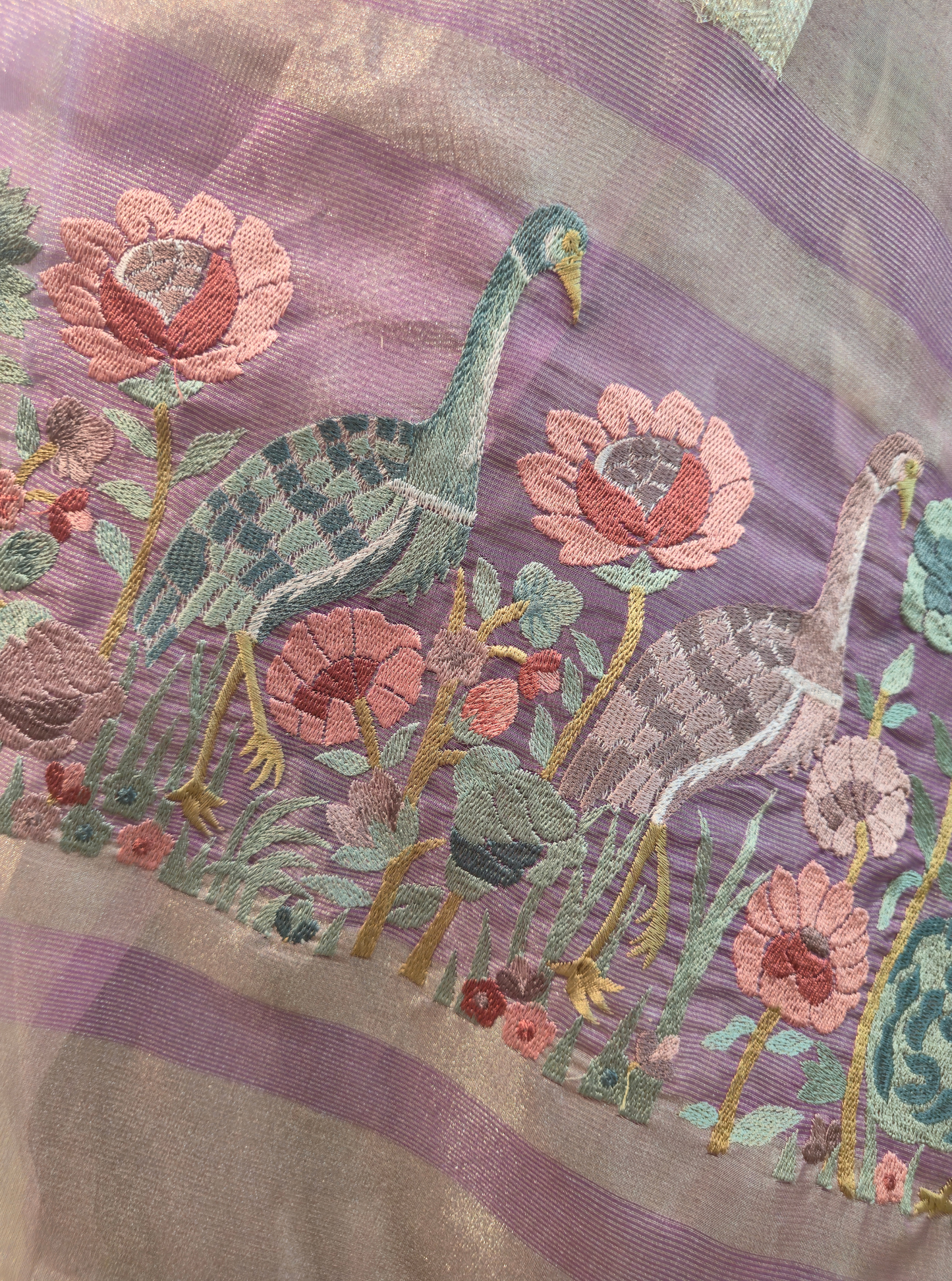 Pastel Pink Tissue Kora Silk Saree with Elegant Zari Border