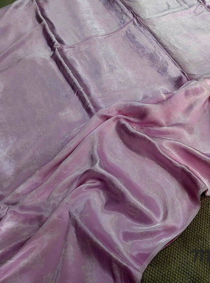 Dusty Rose Modal Silk Saree with Ajrakh Print – Naturally Dyed Elegance