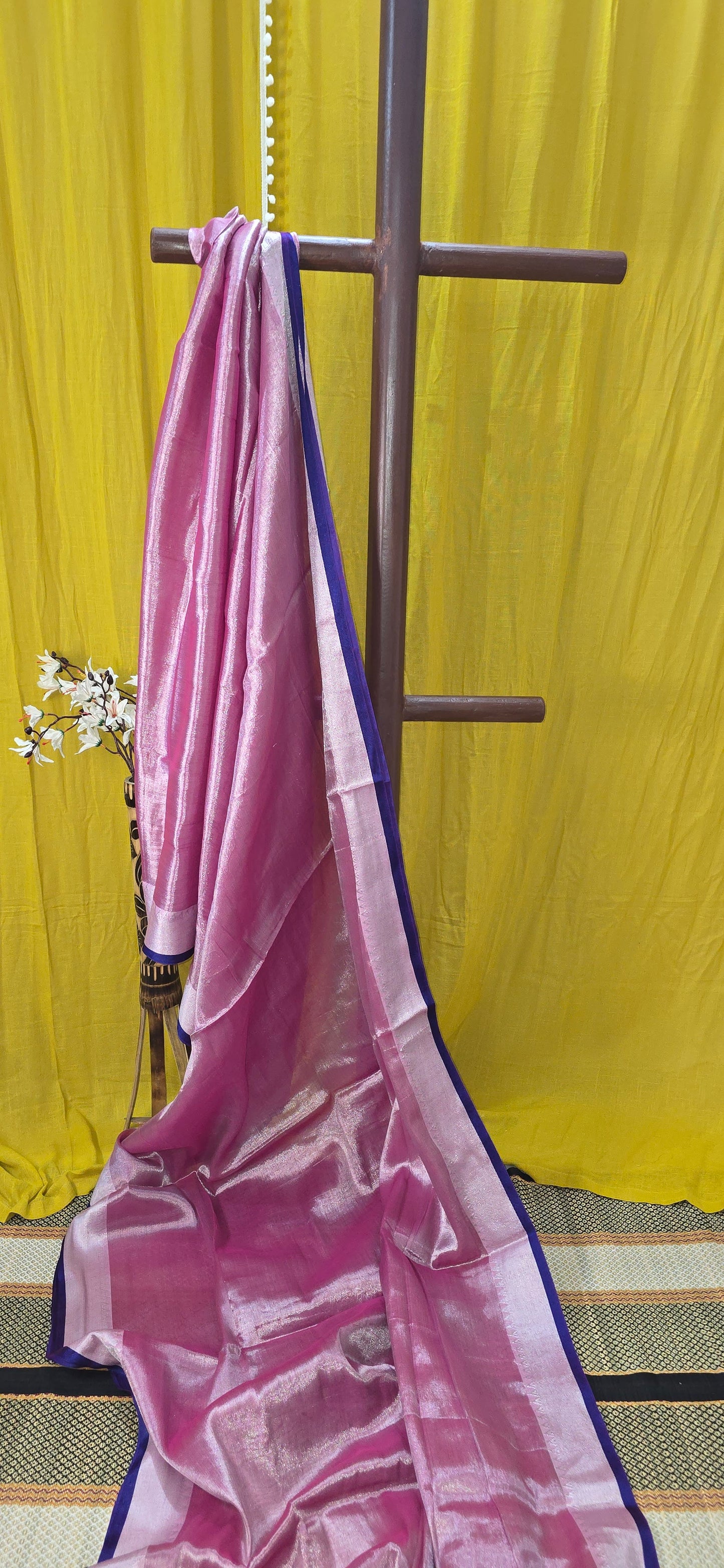 Beautiful Pink Tissue Cotton Saree for Festive Wear