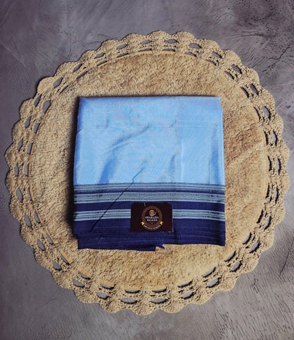 Sky blue and navy checked Patteda Anchu Ilkal saree