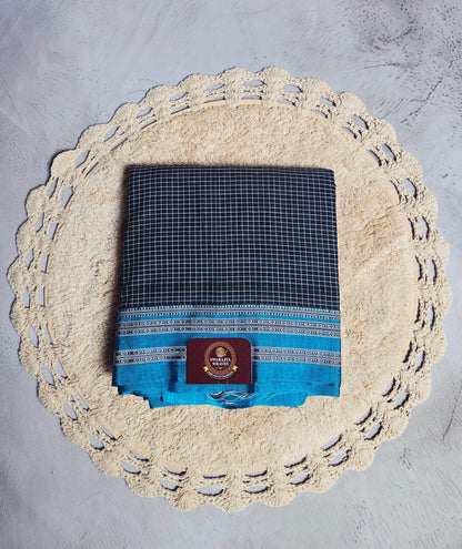 Steel blue and deep purple Patteda Anchu Ilkal saree