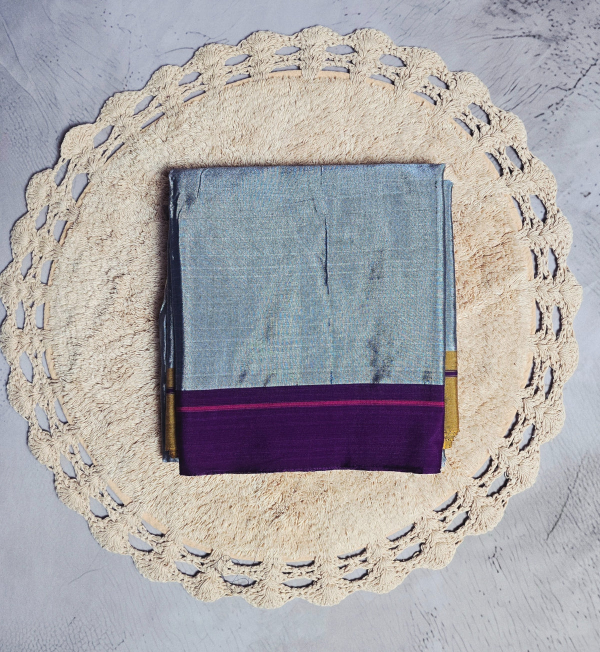 Wine and olive green checked Patteda Anchu Ilkal saree