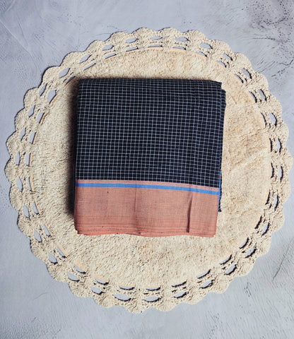 Black and maroon checked Patteda Anchu Ilkal saree