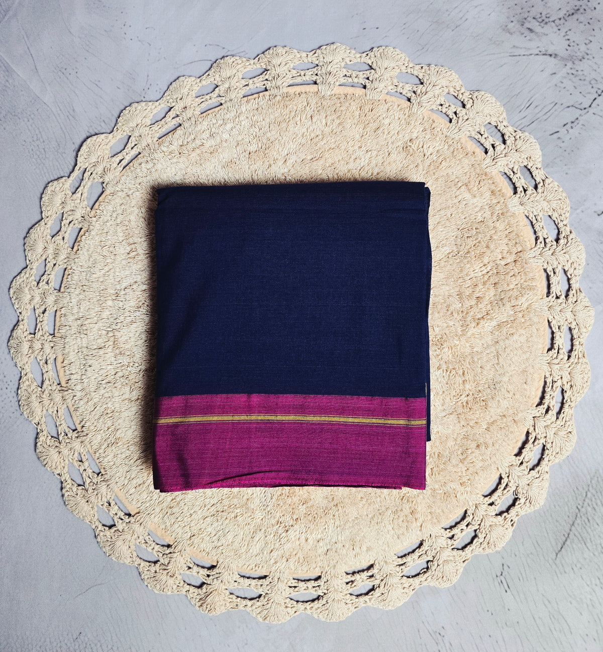 Navy Blue & Mustard Yellow Patteda Anchu Ilkal Saree