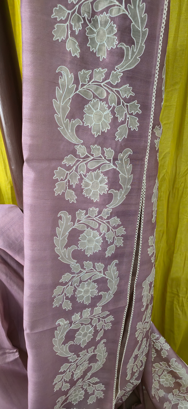 Elegant Pastel Pink Tussar Silk Saree with Applique Design Border for Festive Wear