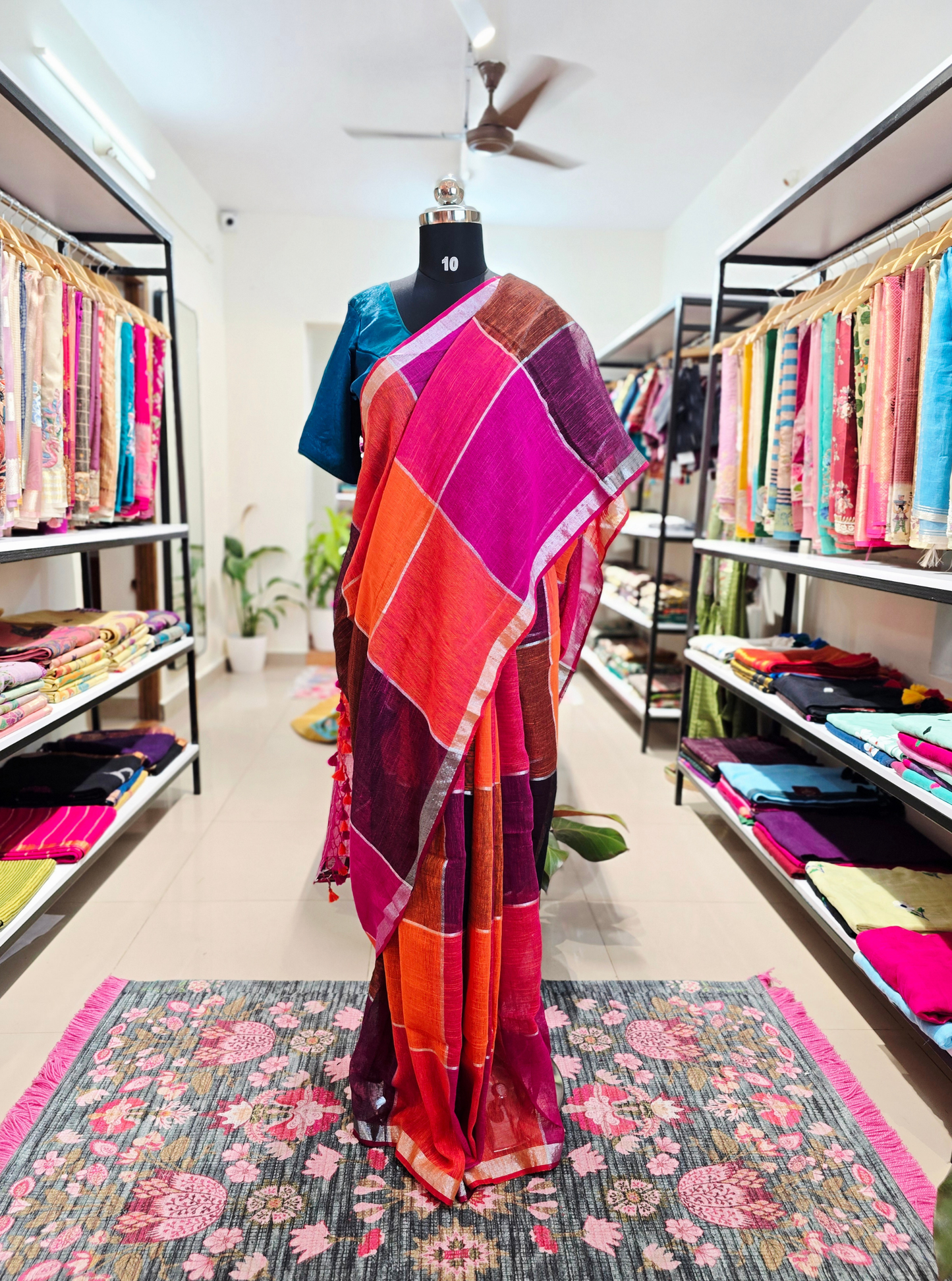 Elegant Linen Tissue Saree with Subtle Sheen & Classic Border