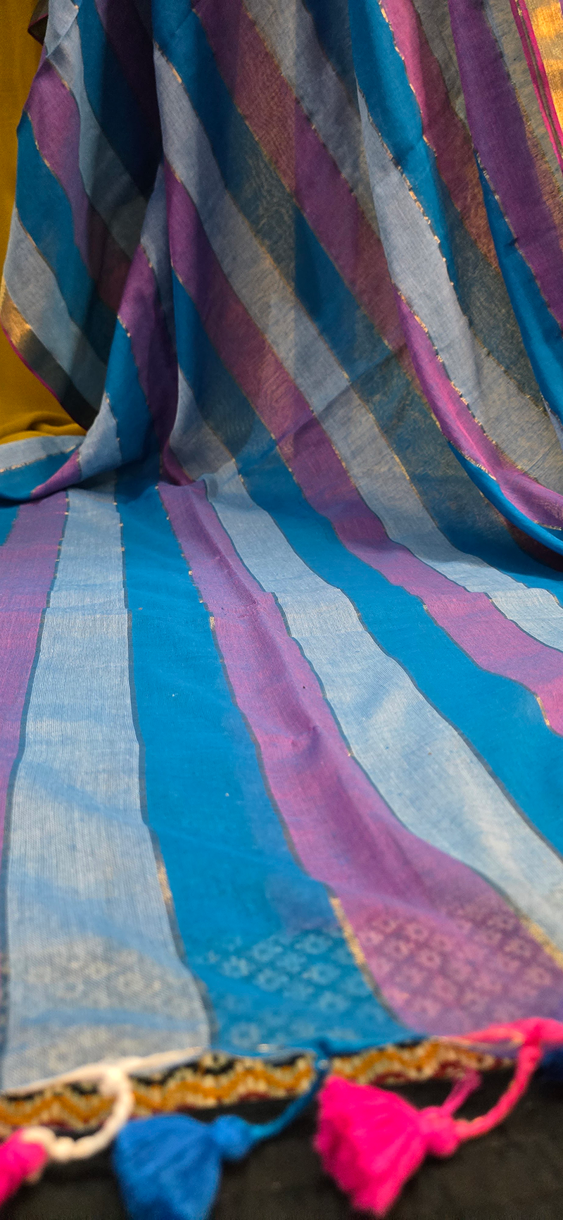 Graceful Sky Blue Mul Cotton Saree for Casual and Festive & Daily Wear