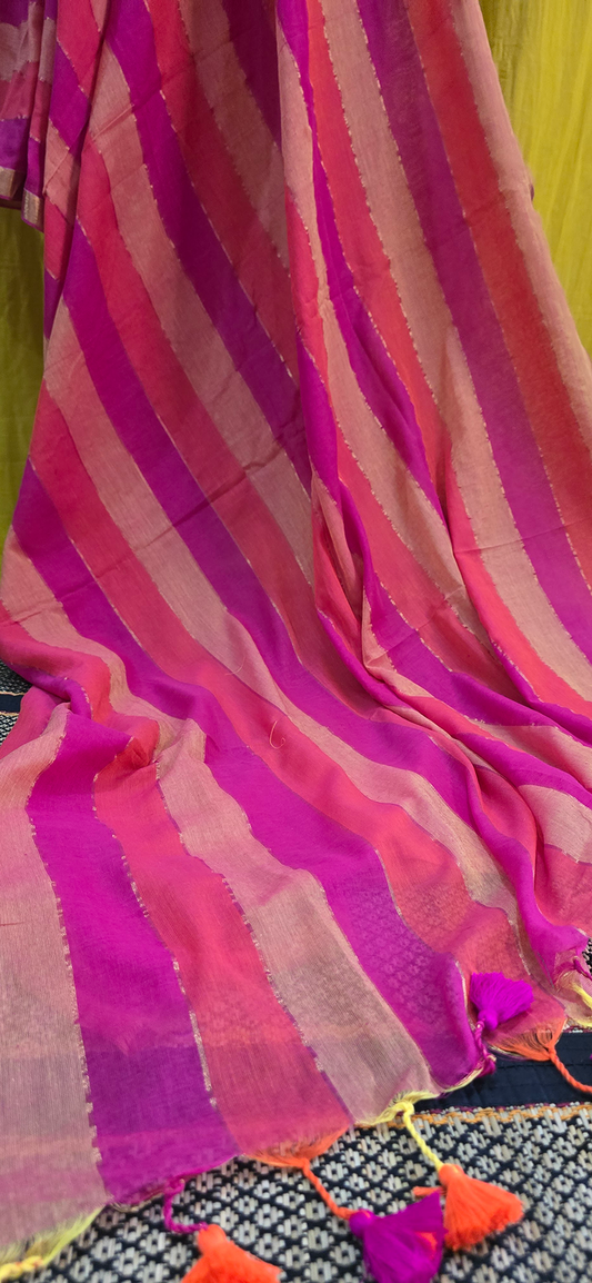 Stylish Pink Multicolored Mul Cotton Saree for Vibrant Festive & Daily Wear