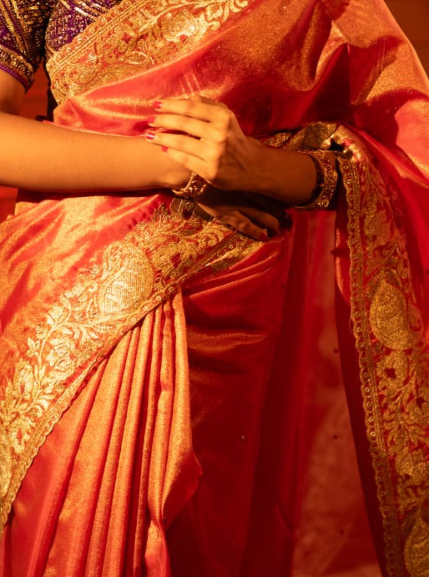 Royal Red Tissue Silk Saree with Rich Gold Zari Border