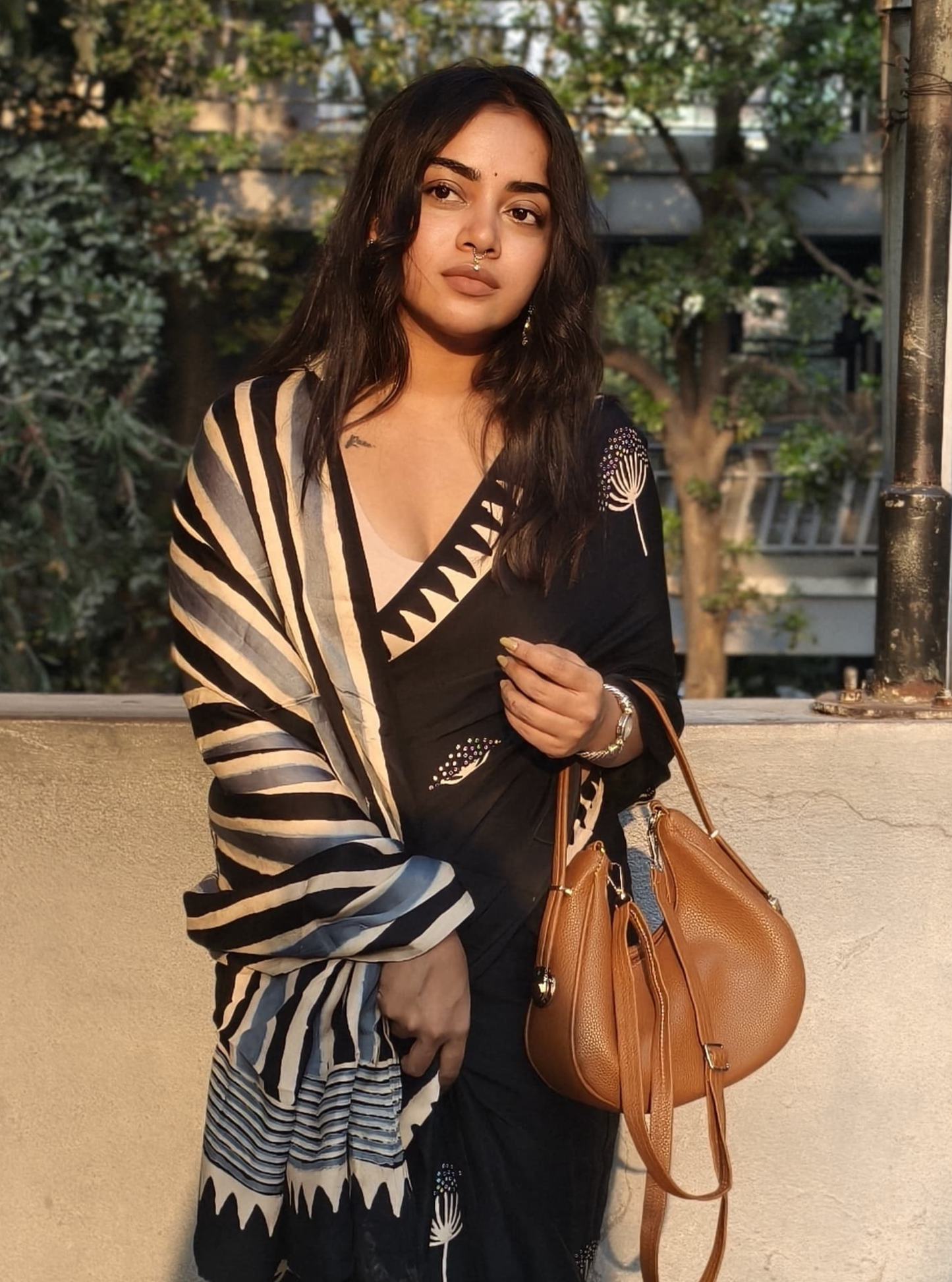 Midnight Bloom Modal Silk Hand-Blocked Ajrakh Saree