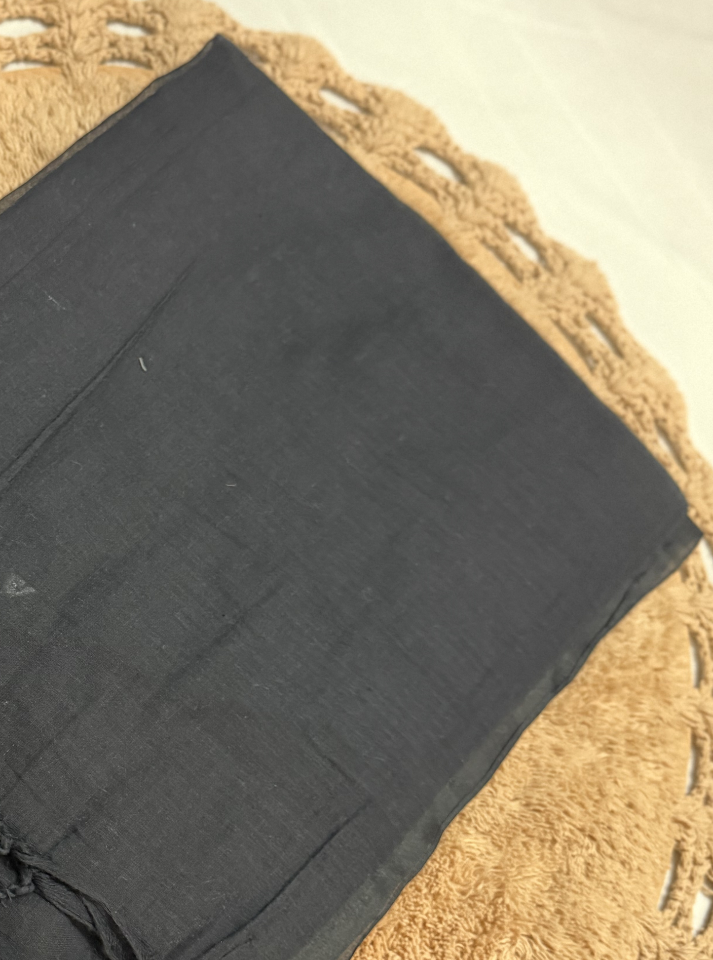 Midnight Black Mul Cotton Saree with Multicolor Tassel Pallu