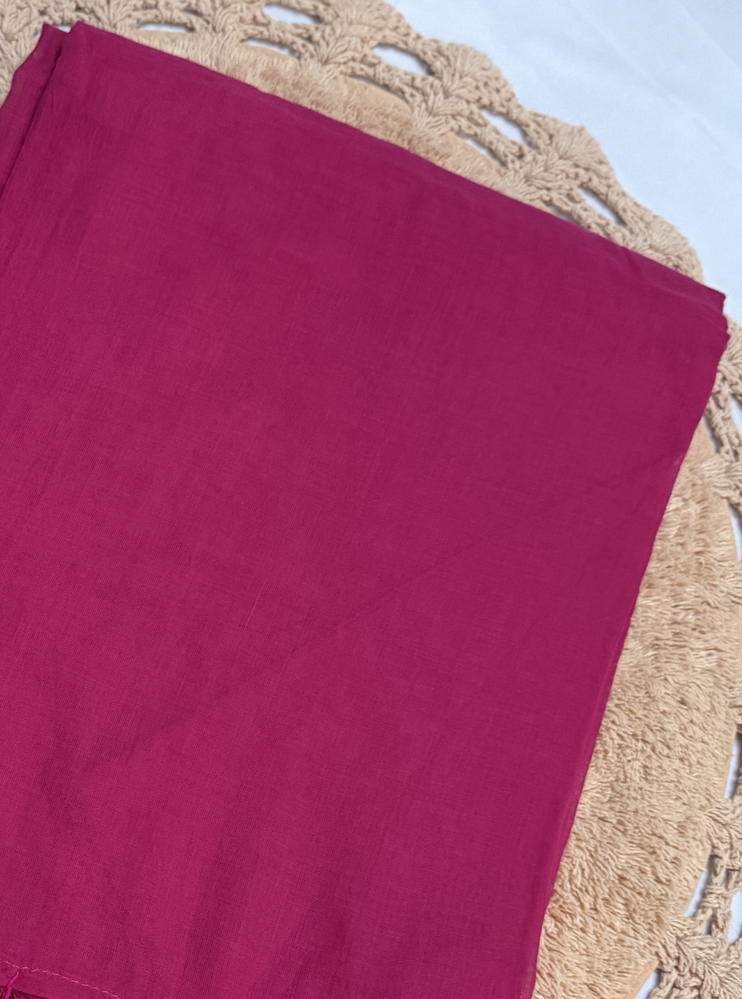 Rani Pink Mul Cotton Saree with Tassel Pallu