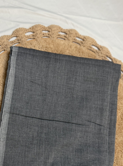 Classic Grey Mul Cotton Saree with White Tassel Pallu