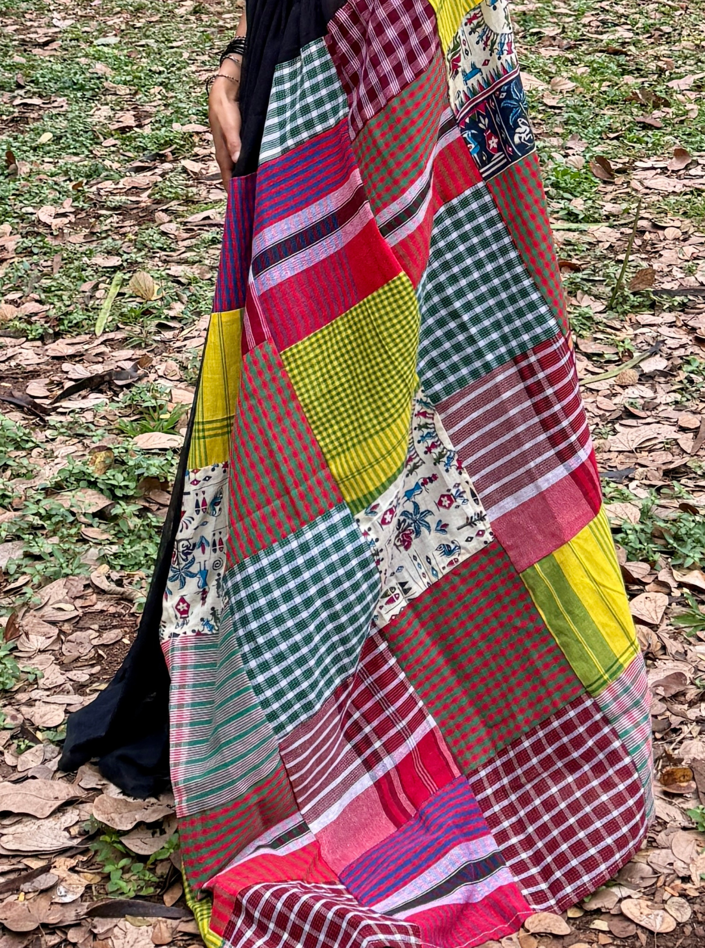 Midnight Patchwork Multi Color Mul Cotton Saree