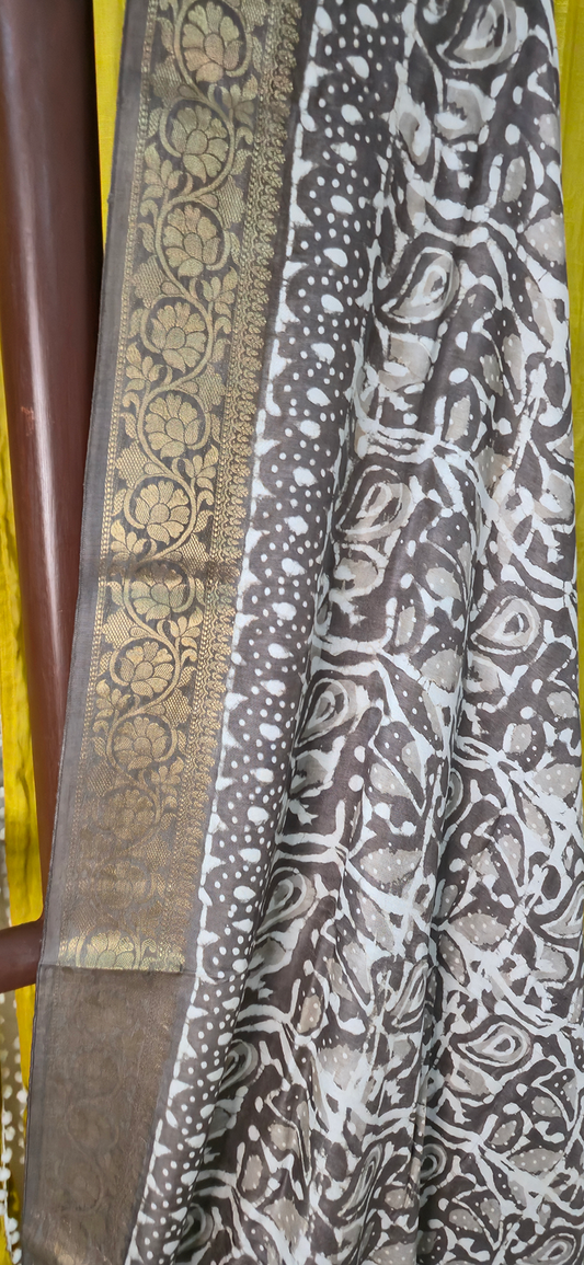 Stunning Yellow Dola Silk Saree with Ajrakh Hand Block Print for Festive Wear