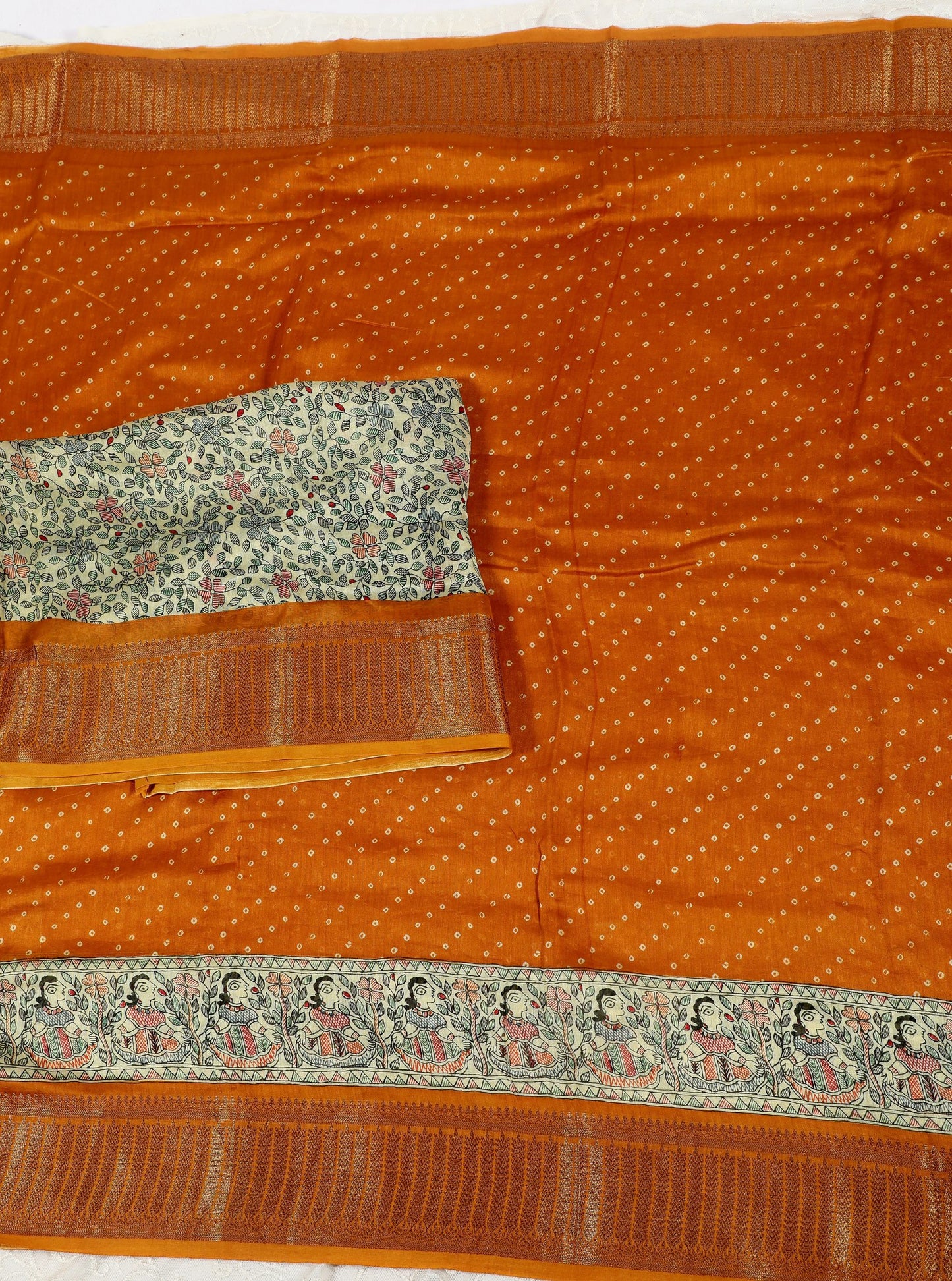 Mustard Chanderi Silk Saree with Kalamkari-Inspired Border