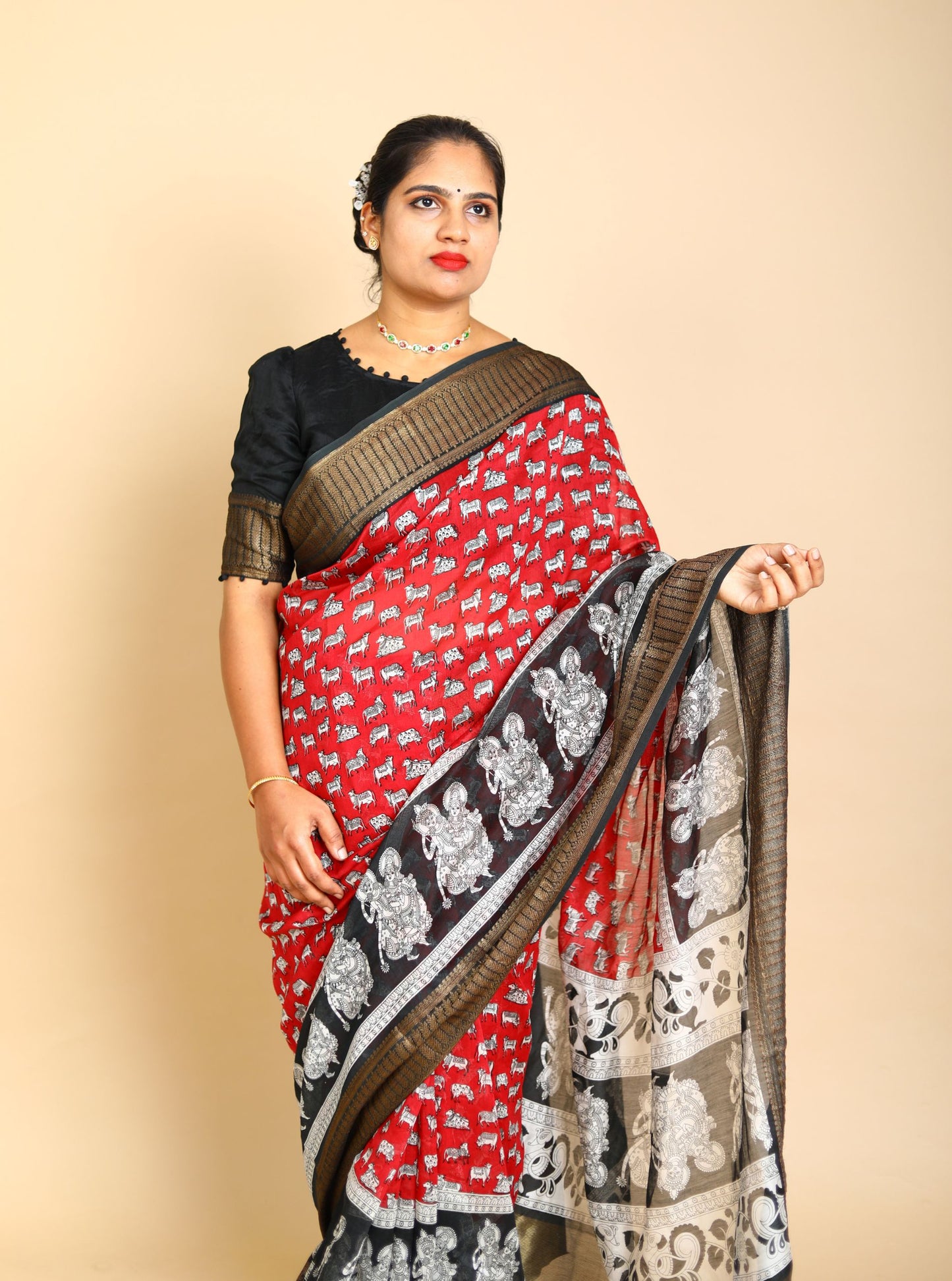 Classic Maroon Chanderi Saree with Kalamkari Design for Festive Wear