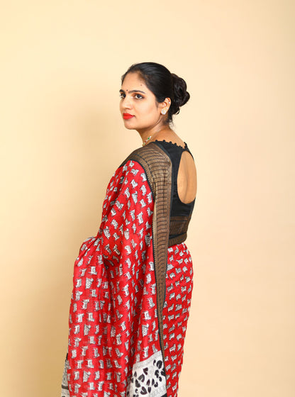 Classic Maroon Chanderi Saree with Kalamkari Design for Festive Wear