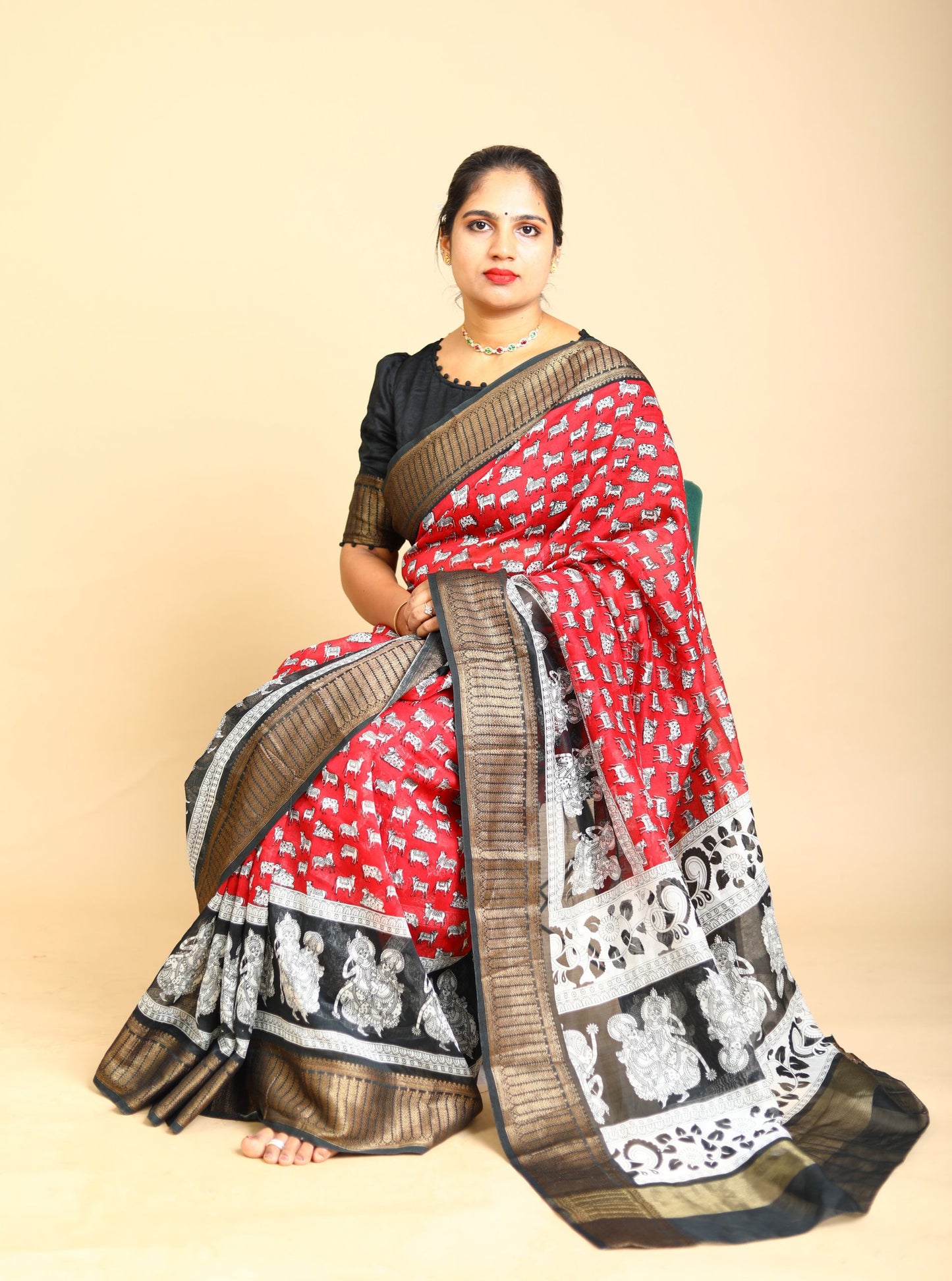 Classic Maroon Chanderi Saree with Kalamkari Design for Festive Wear