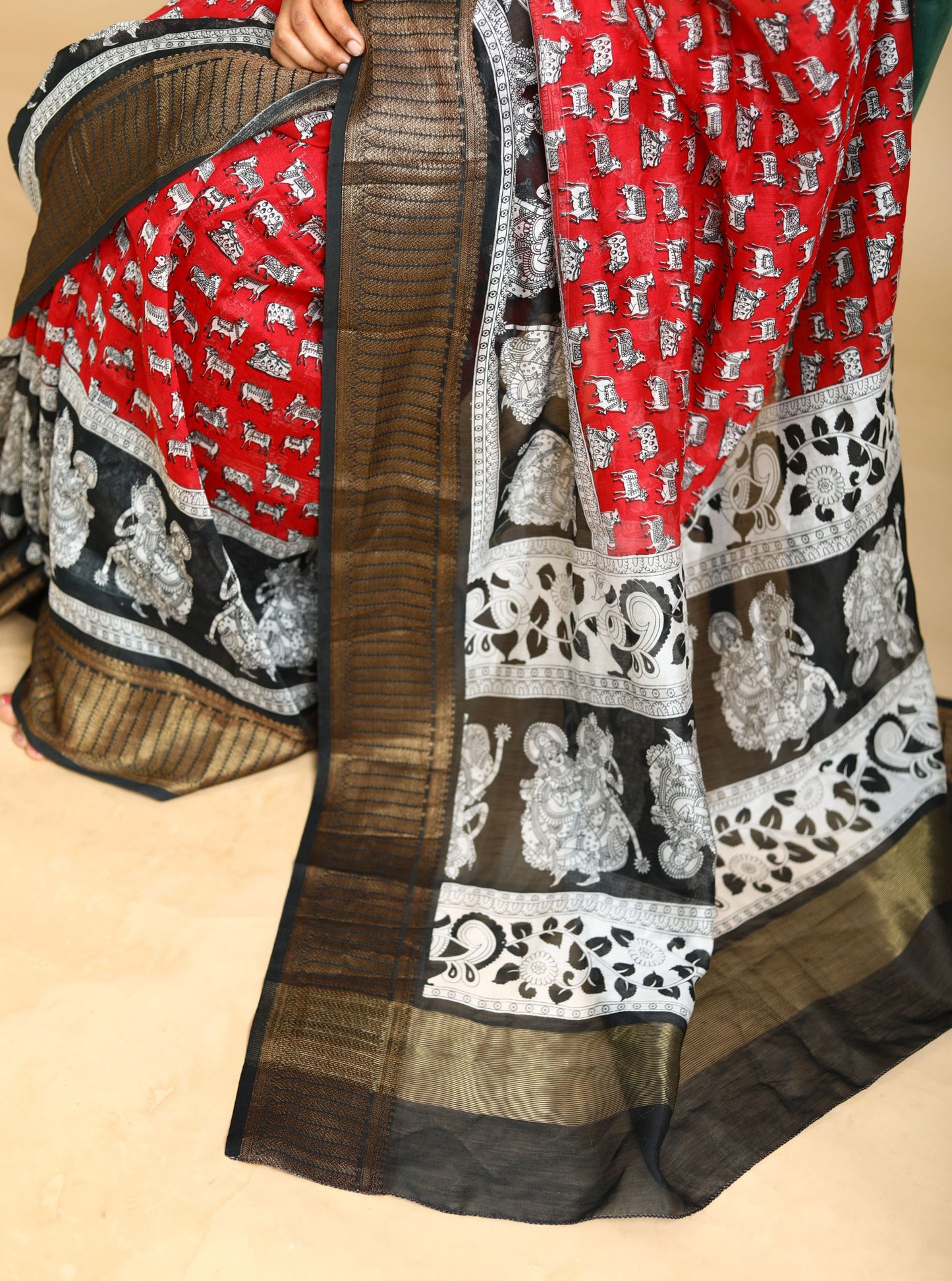 Classic Maroon Chanderi Saree with Kalamkari Design for Festive Wear