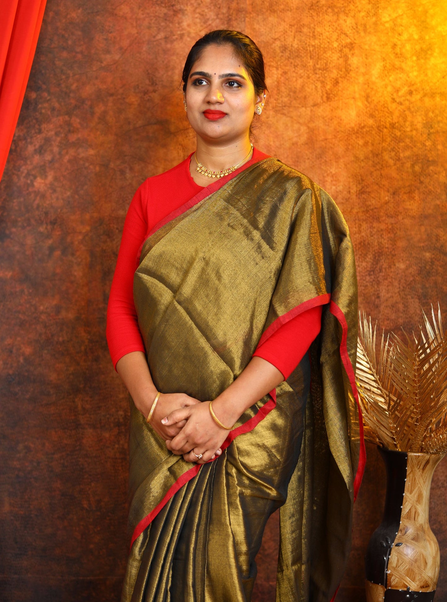 Elegant Tissue Cotton Saree with Sequence Design for Festive Wear