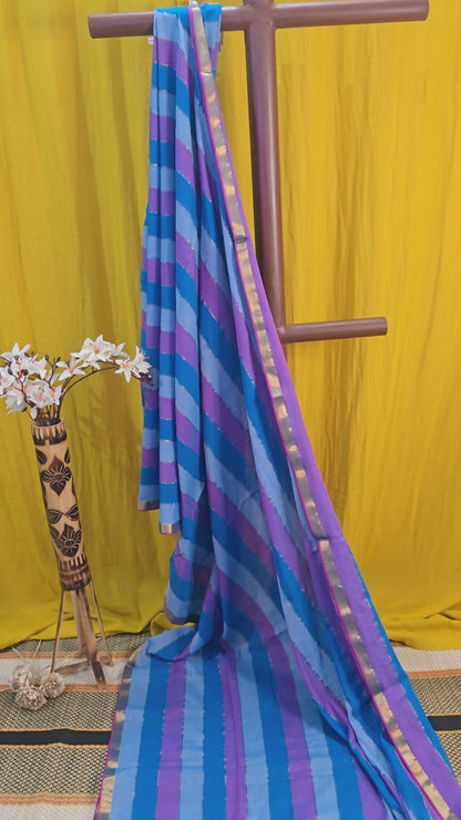 Graceful Sky Blue Mul Cotton Saree for Casual and Festive & Daily Wear