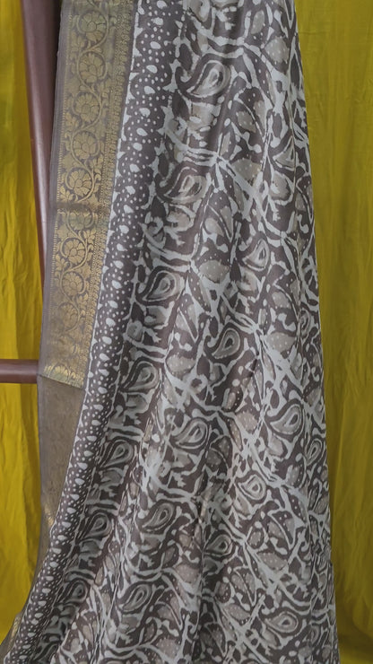 Stunning Yellow Dola Silk Saree with Ajrakh Hand Block Print for Festive Wear