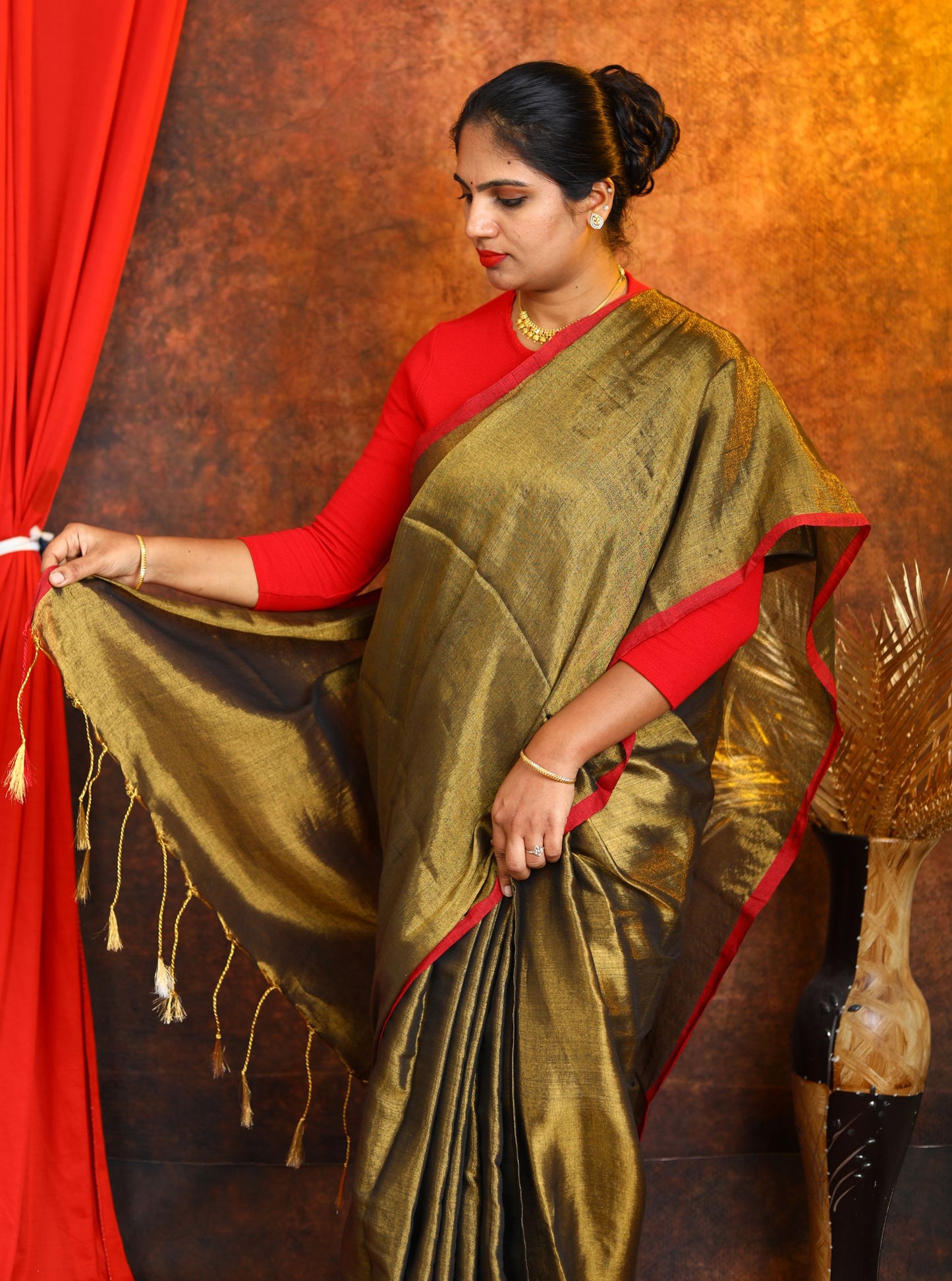Elegant Tissue Cotton Saree with Sequence Design for Festive Wear