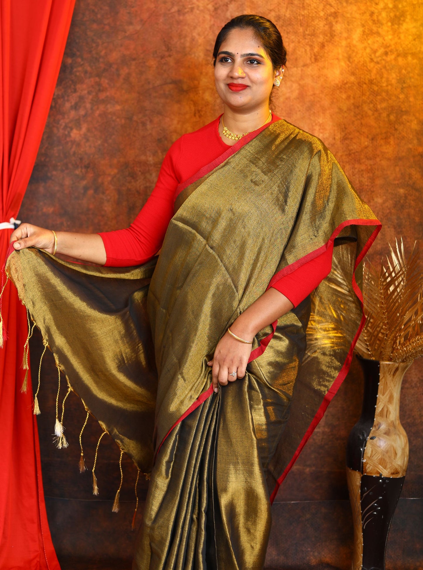Elegant Tissue Cotton Saree with Sequence Design for Festive Wear