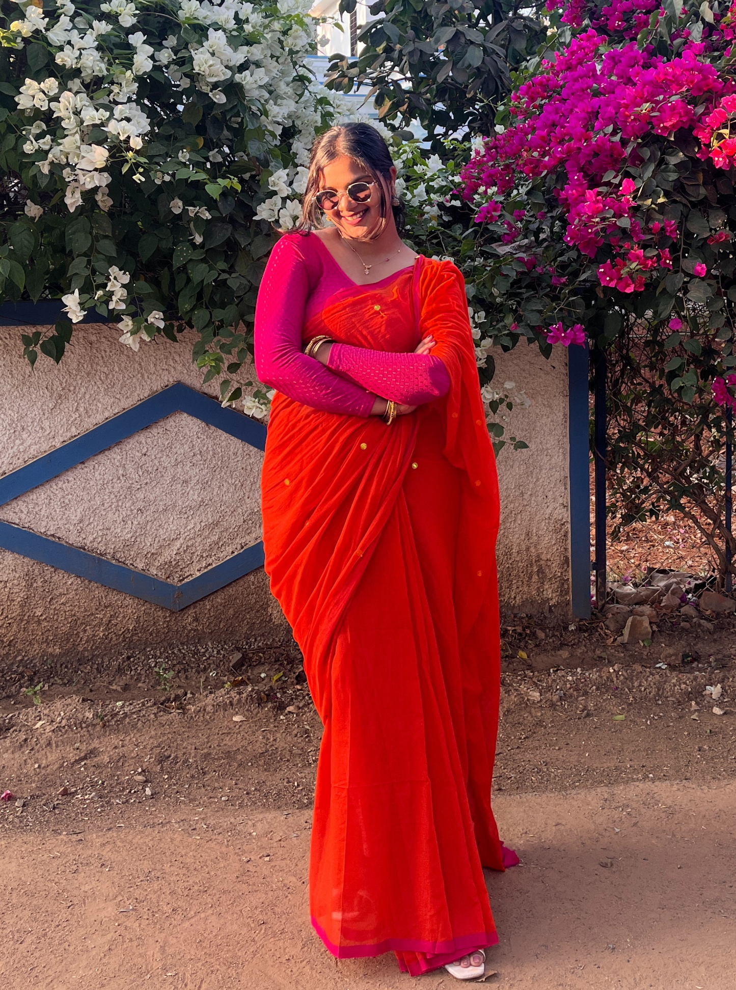 Vibrant Orange Mul Cotton Saree – Soft Lightweight Everyday Elegance