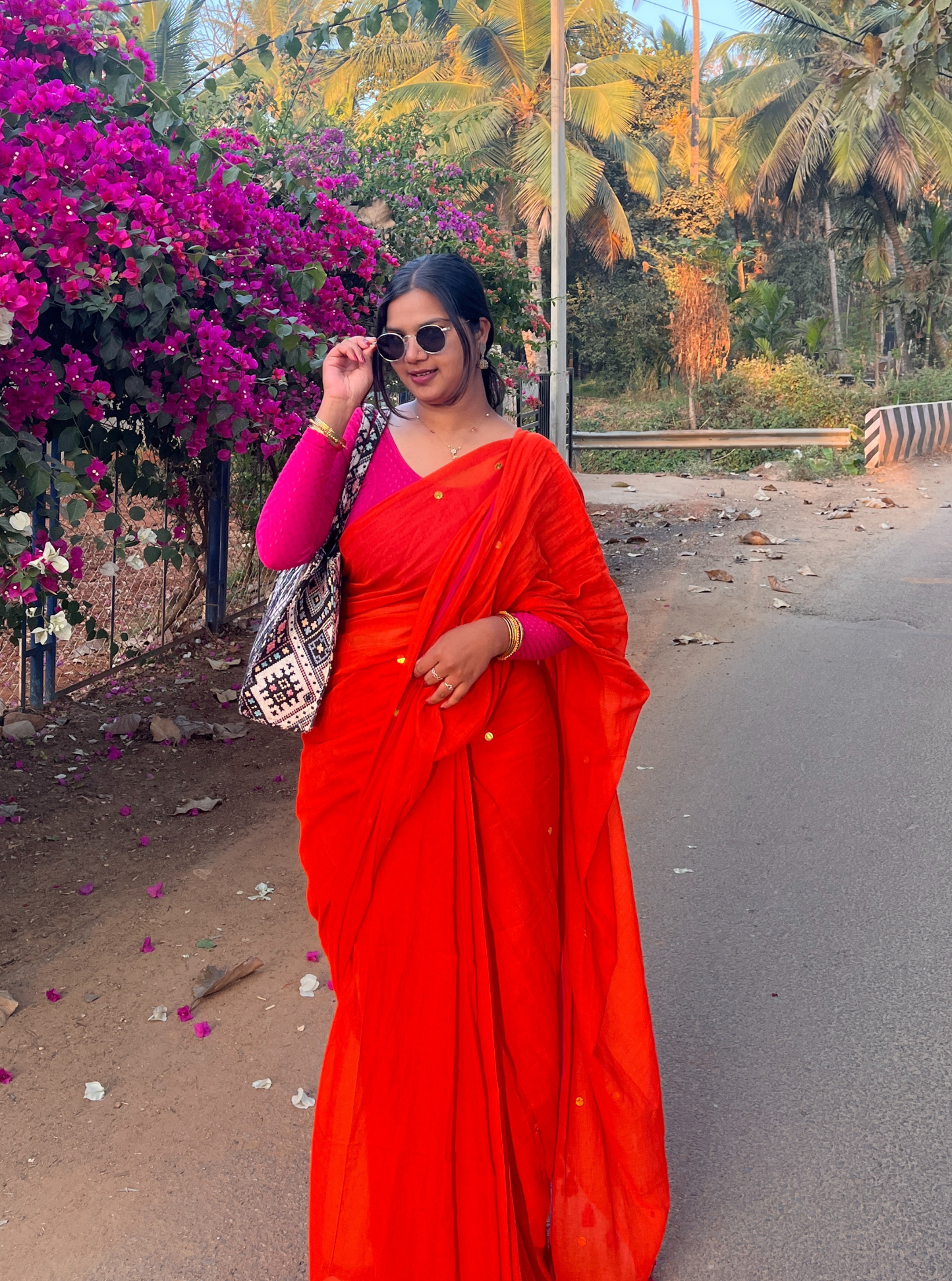 Vibrant Orange Mul Cotton Saree – Soft Lightweight Everyday Elegance